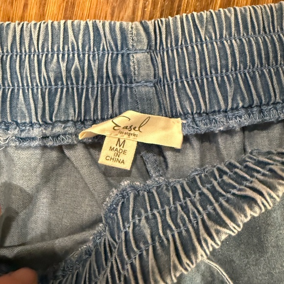 Easel Light Blue Wide-Leg Pants drawstring denim - Picture 4 of 4